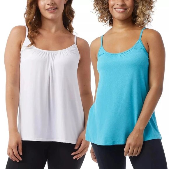 NEW 32 Degrees Cool Women's XL 2-Pack Bra Top Cami With Built-In White/Teal - Picture 1 of 9